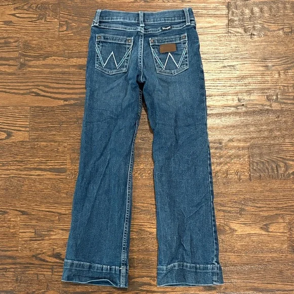 Wrangler Girl’s Flare Jeans in Deep Blue - Picture 3 of 3